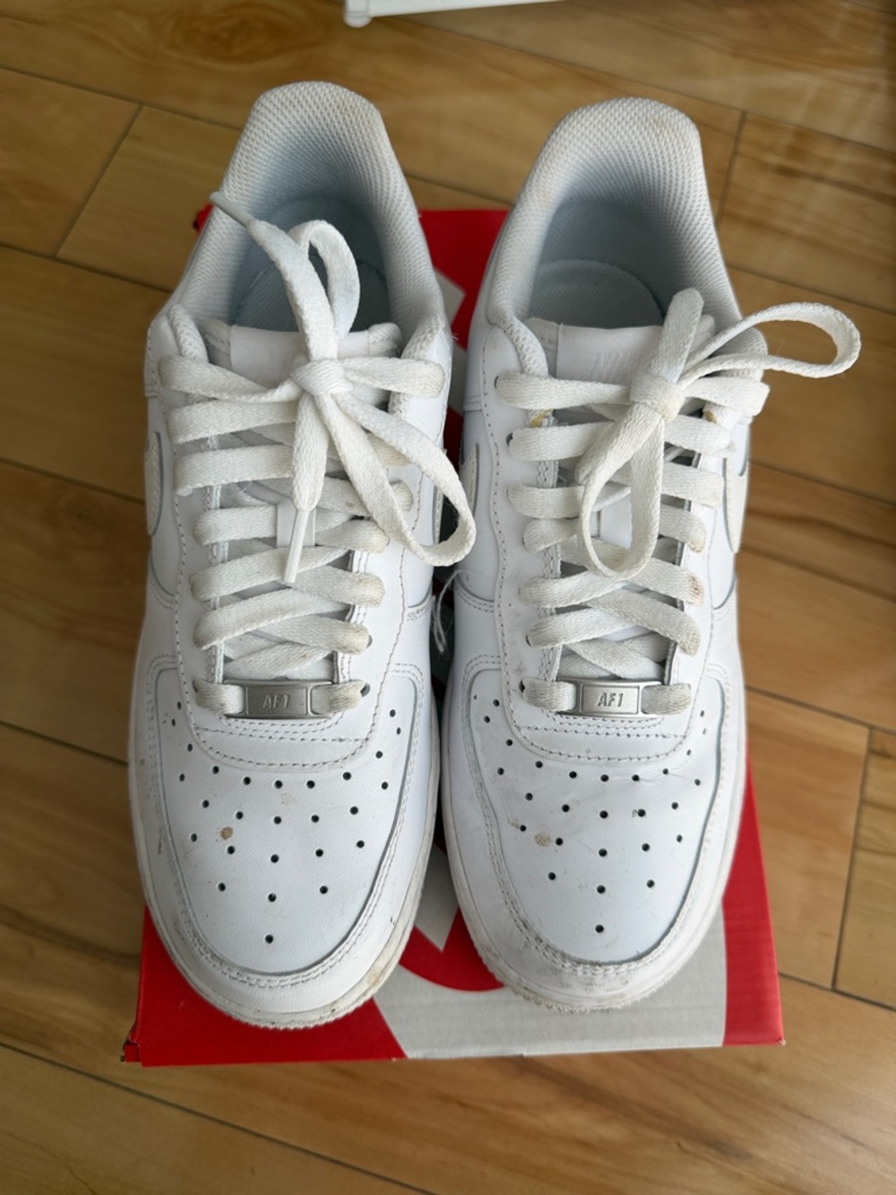 Nike White Leather AF1 Low Top Sneakers